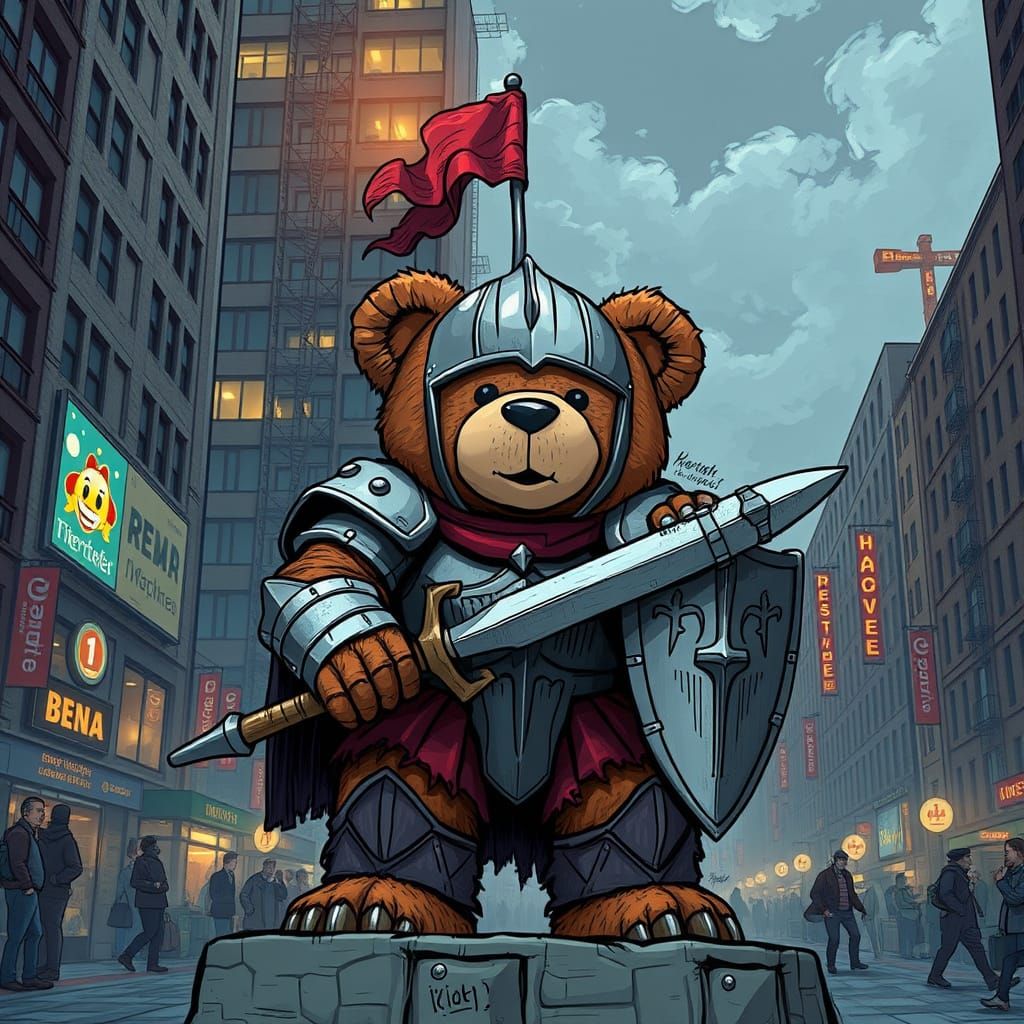 Sir Bearalot in the city