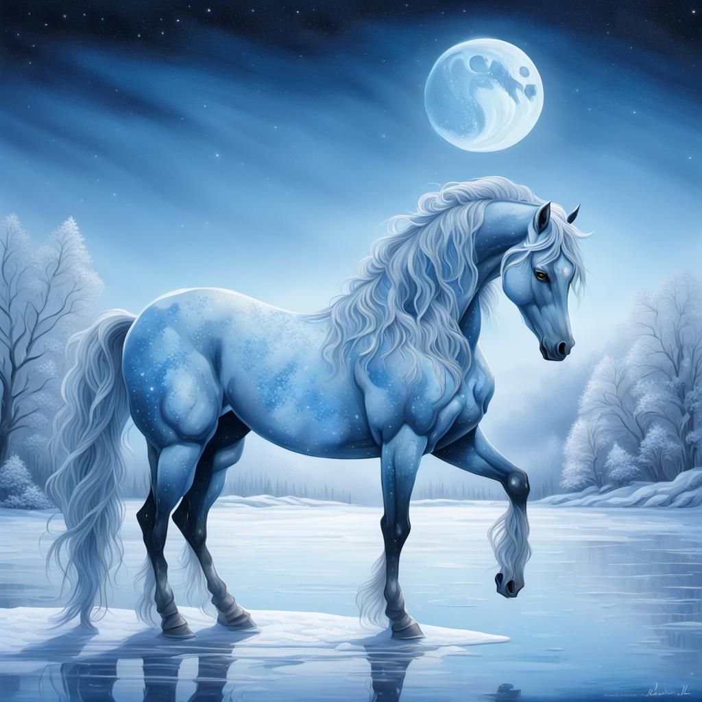 Majestic Ice Horse on Frozen Lake