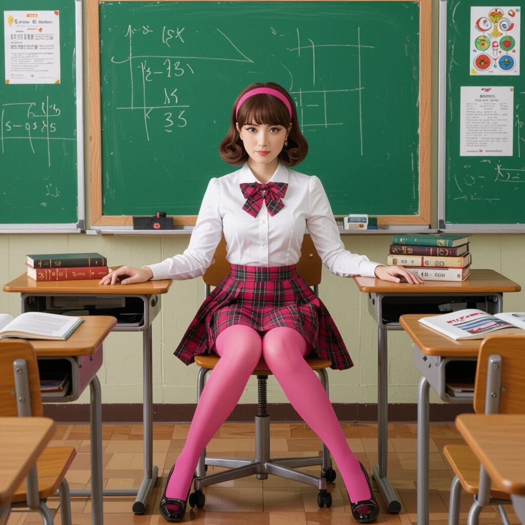 Woman in Schoolgirl Outfit in Pop Art Style