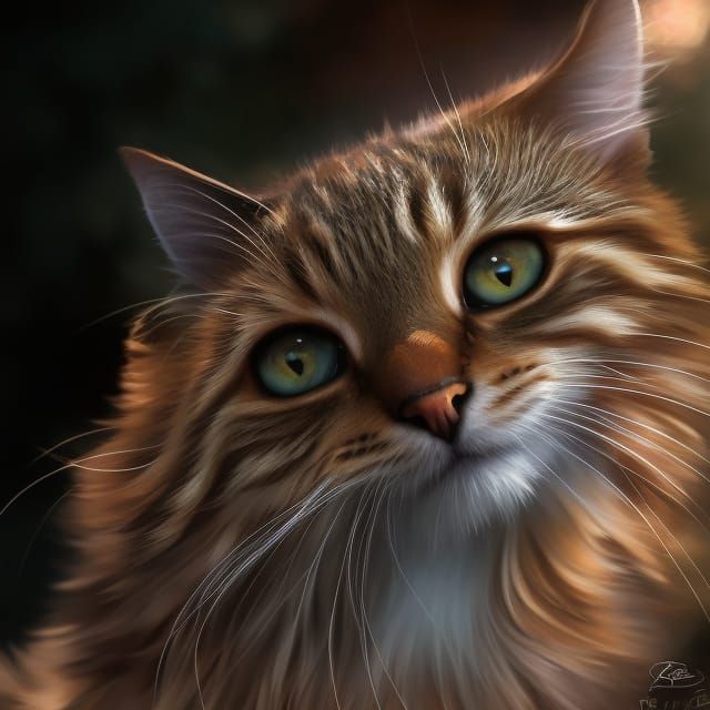 Hyperrealistic Tabby Cat Portrait in Matte Painting Style