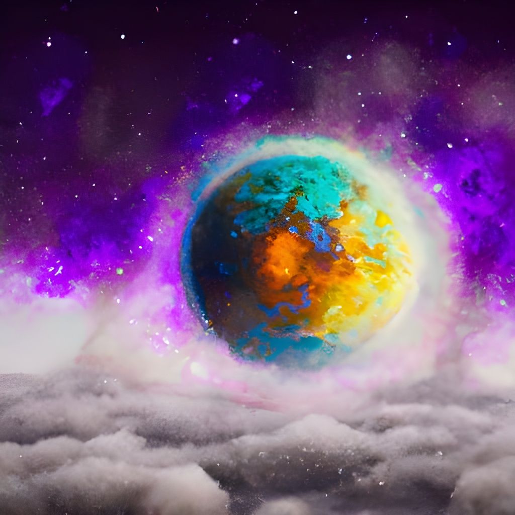 Luminescent Planet in Starry Space: Digital Matte Painting
