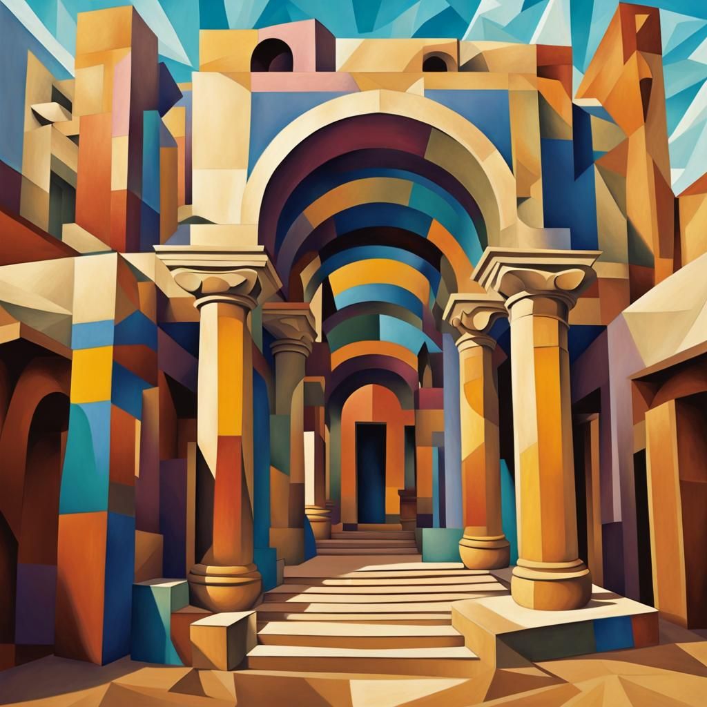 Roman Market: Cubist Art Deco Geometric Fauvism