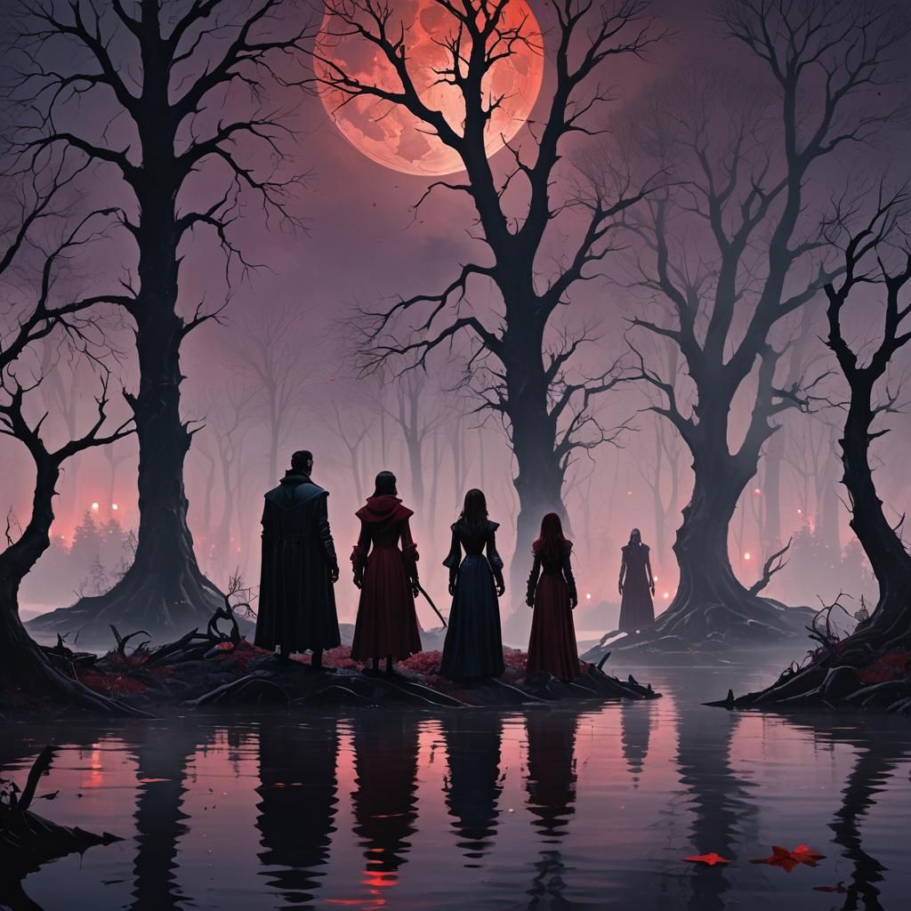 Vampire Family Portrait in Dark Fantasy Style