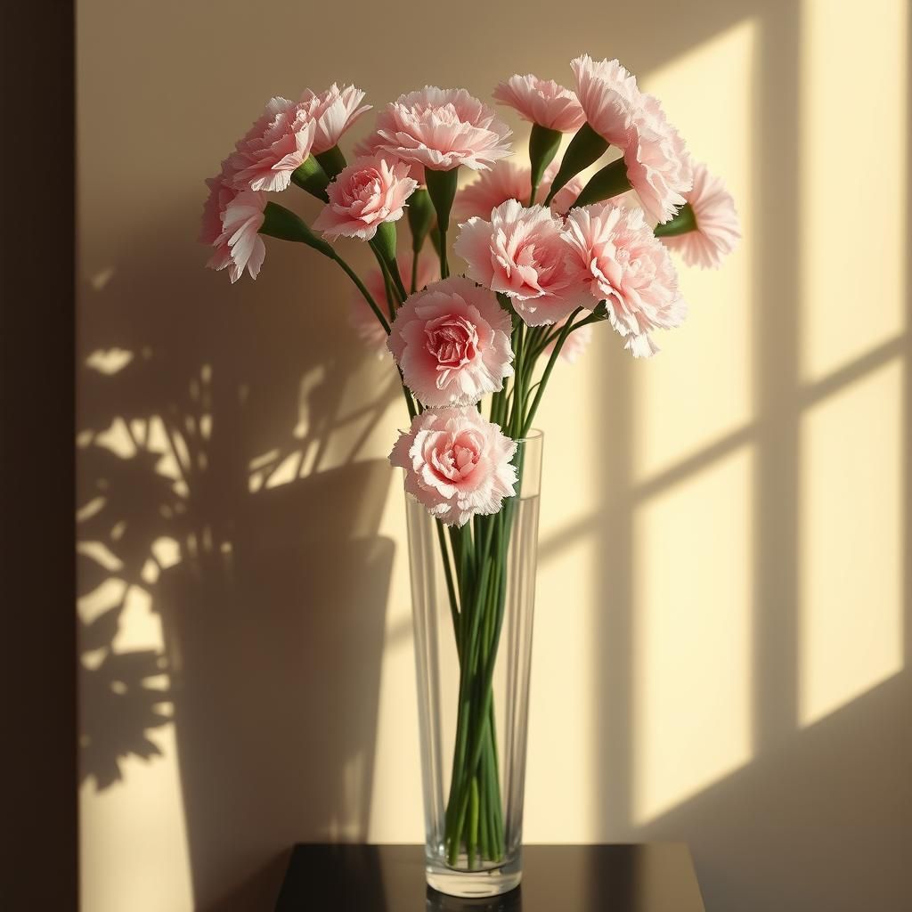 Pink Carnations in Crystalline Vase Photograph