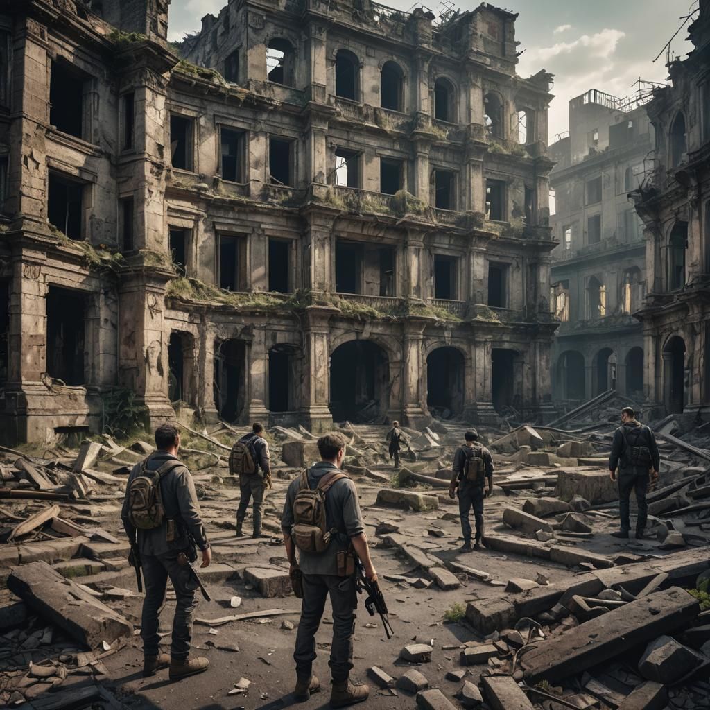 Hyperrealistic Territory Hunters in Urban Ruins