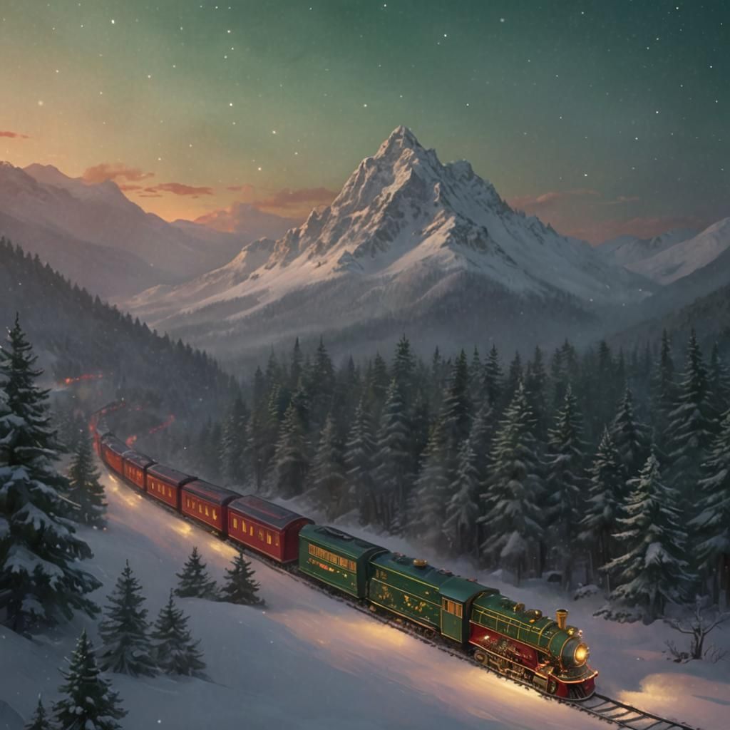 Magical Christmas Train in Snowy Wonderland