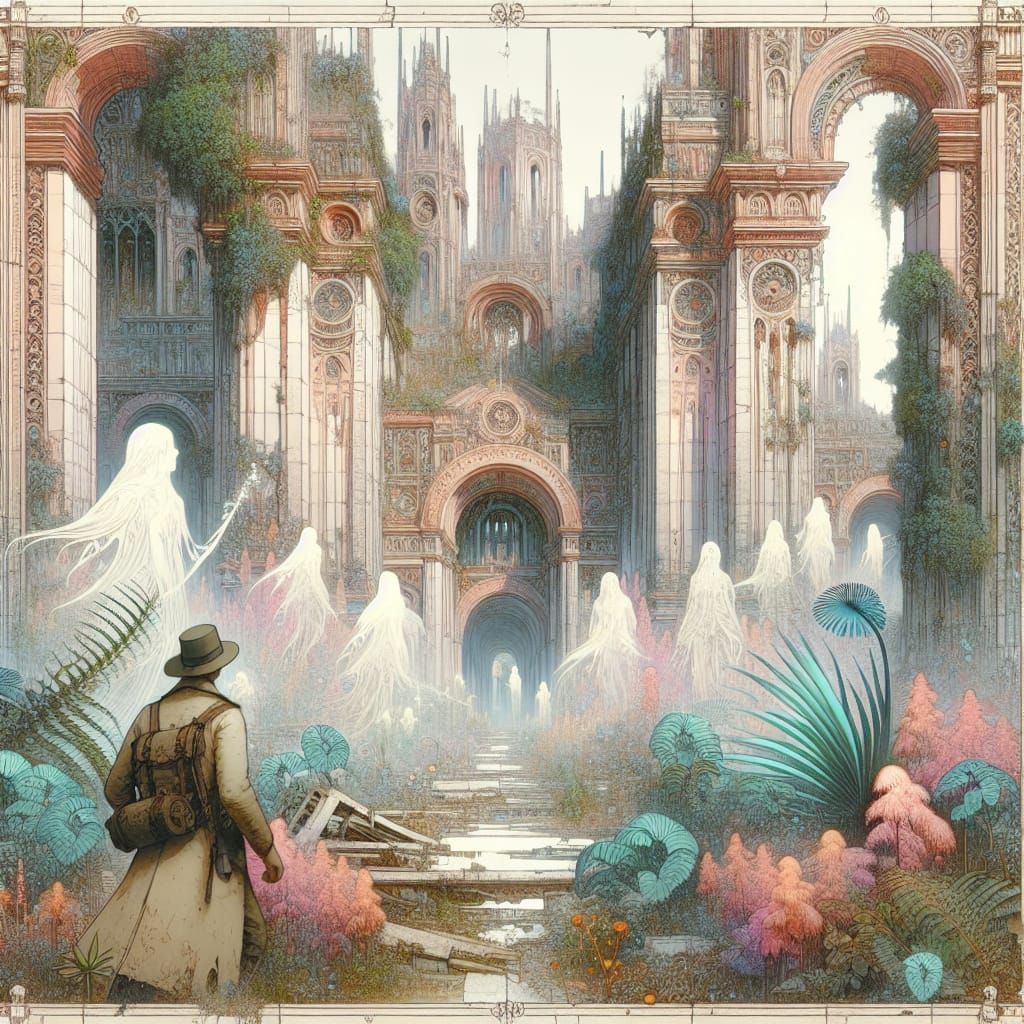 Overgrown Elven City Ruins with Ghosts