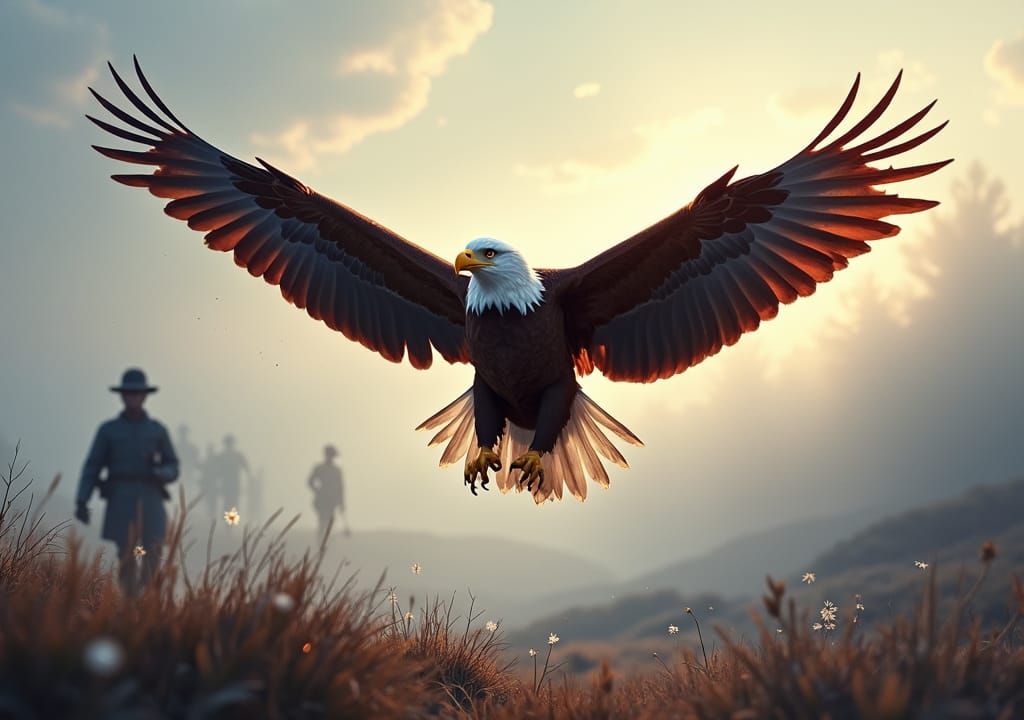 Majestic Bald Eagle Soaring Over America