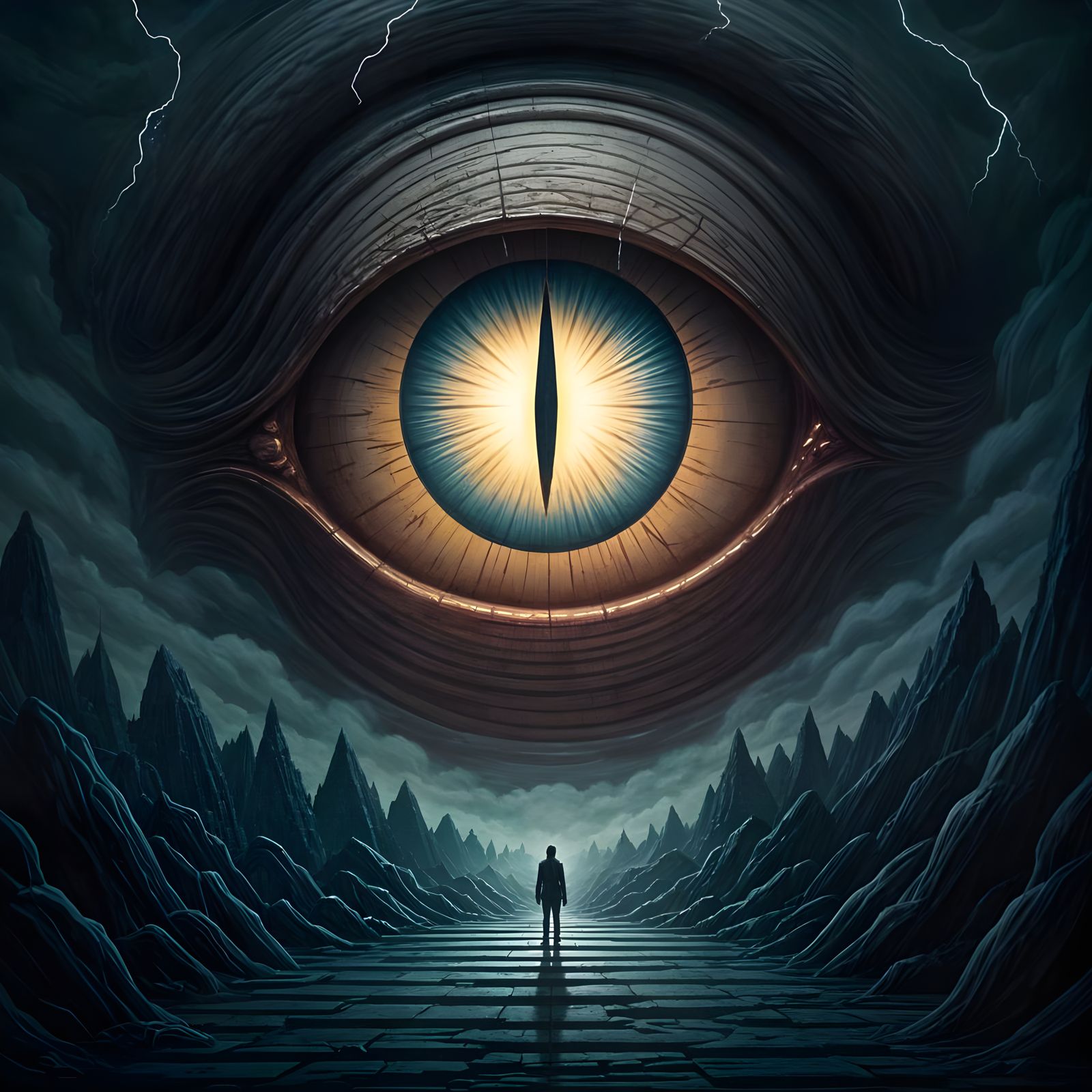 A Cyclopean Horror Figure Stares Down in a Dark and Ominous ...