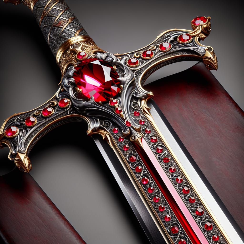 Ruby-Encrusted Sword of Shimmering Steel