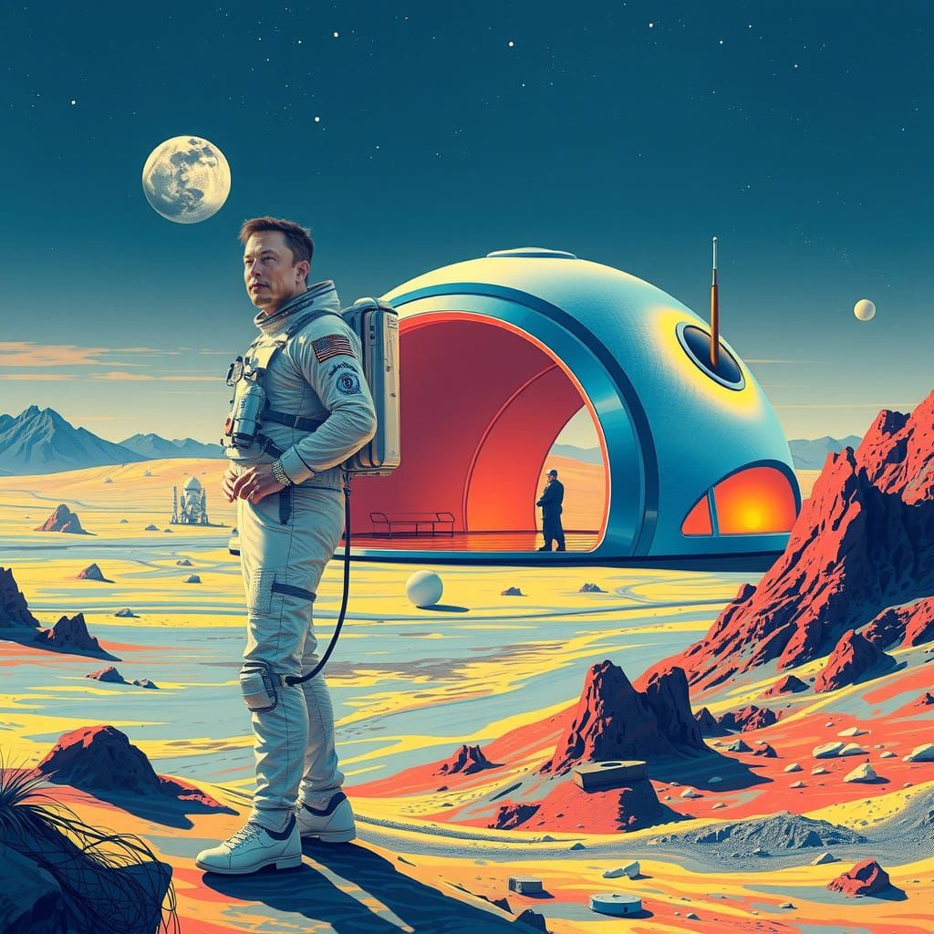 Surreal Lunar Habitat in Triadic Colors