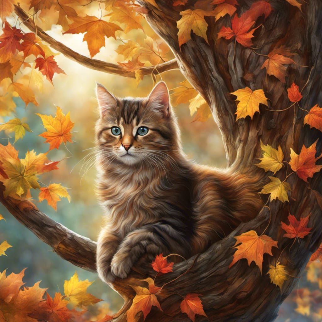 Katze im Herbst
