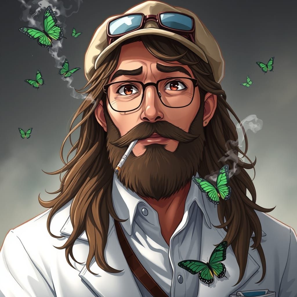 Surreal Anime Portrait of a Compassionate Scholar