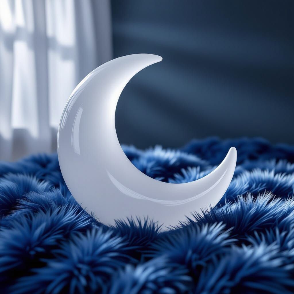 Hyper Realistic Blown Glass Moon on Sparkly Fur
