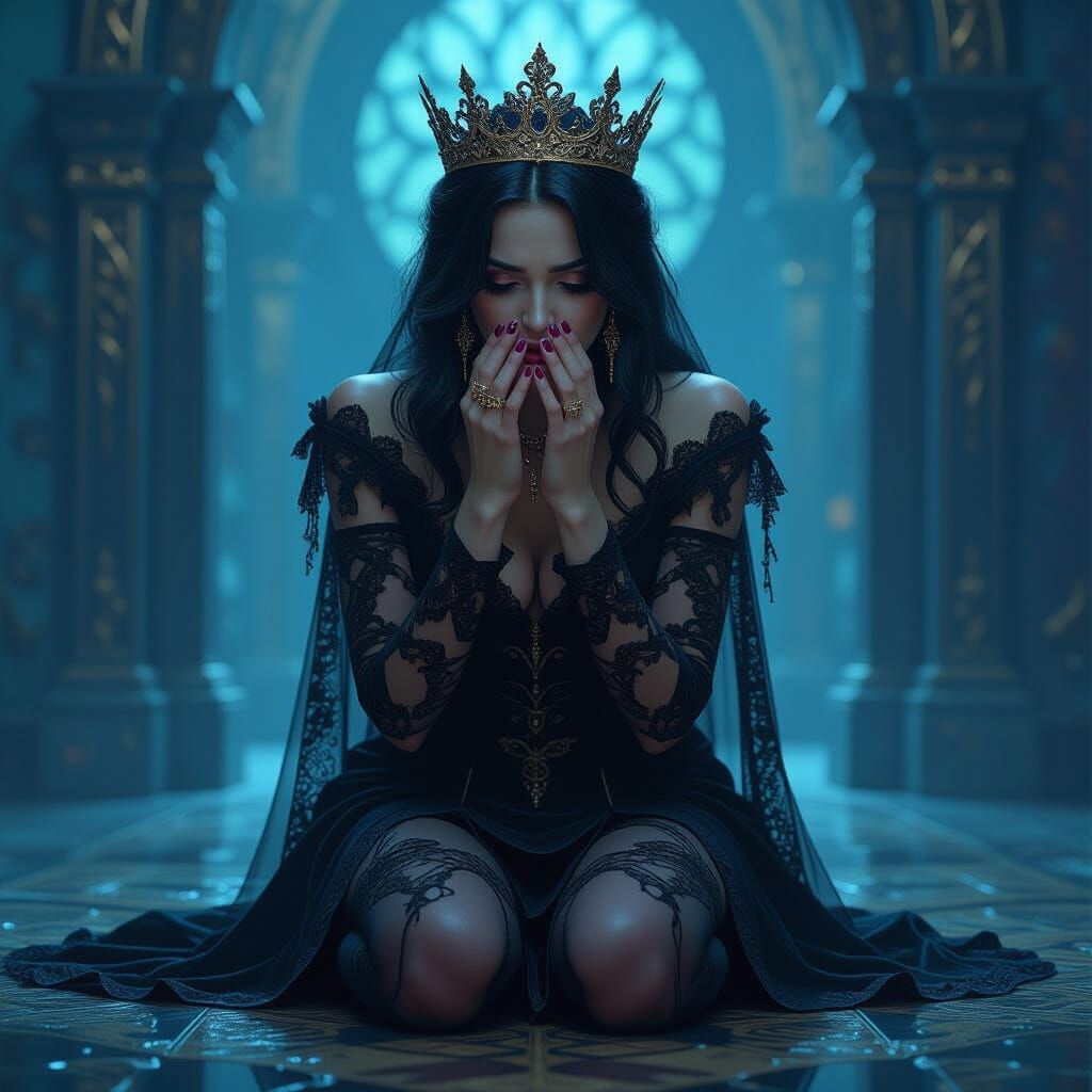Goth Princess with Crown in Dark Fantasy Art