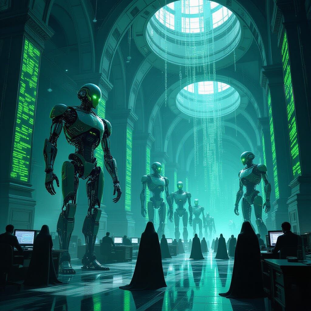 Cerebral Biomechanical Architects in a Cyberpunk Data Cathed...