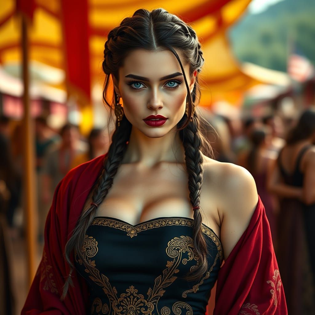 Viking Goddess in Crimson Robe