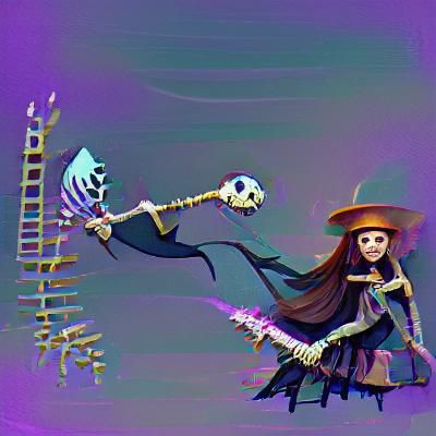 Detailed AI Image of a Skeleton Witch