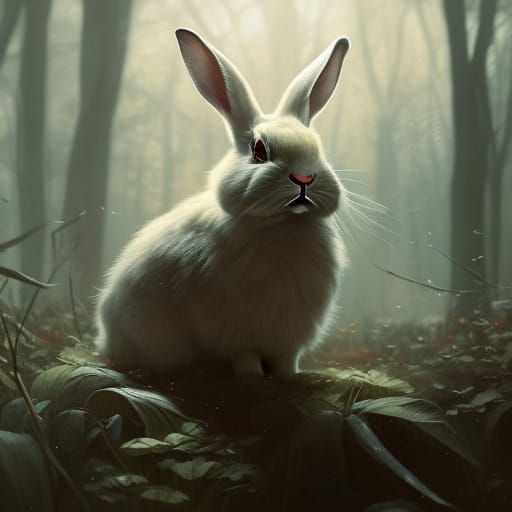 Rabbit in Dark Fantasy Style by Mucha