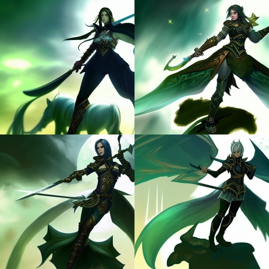 Fantasy Heroine Portrait in Armor with Swords