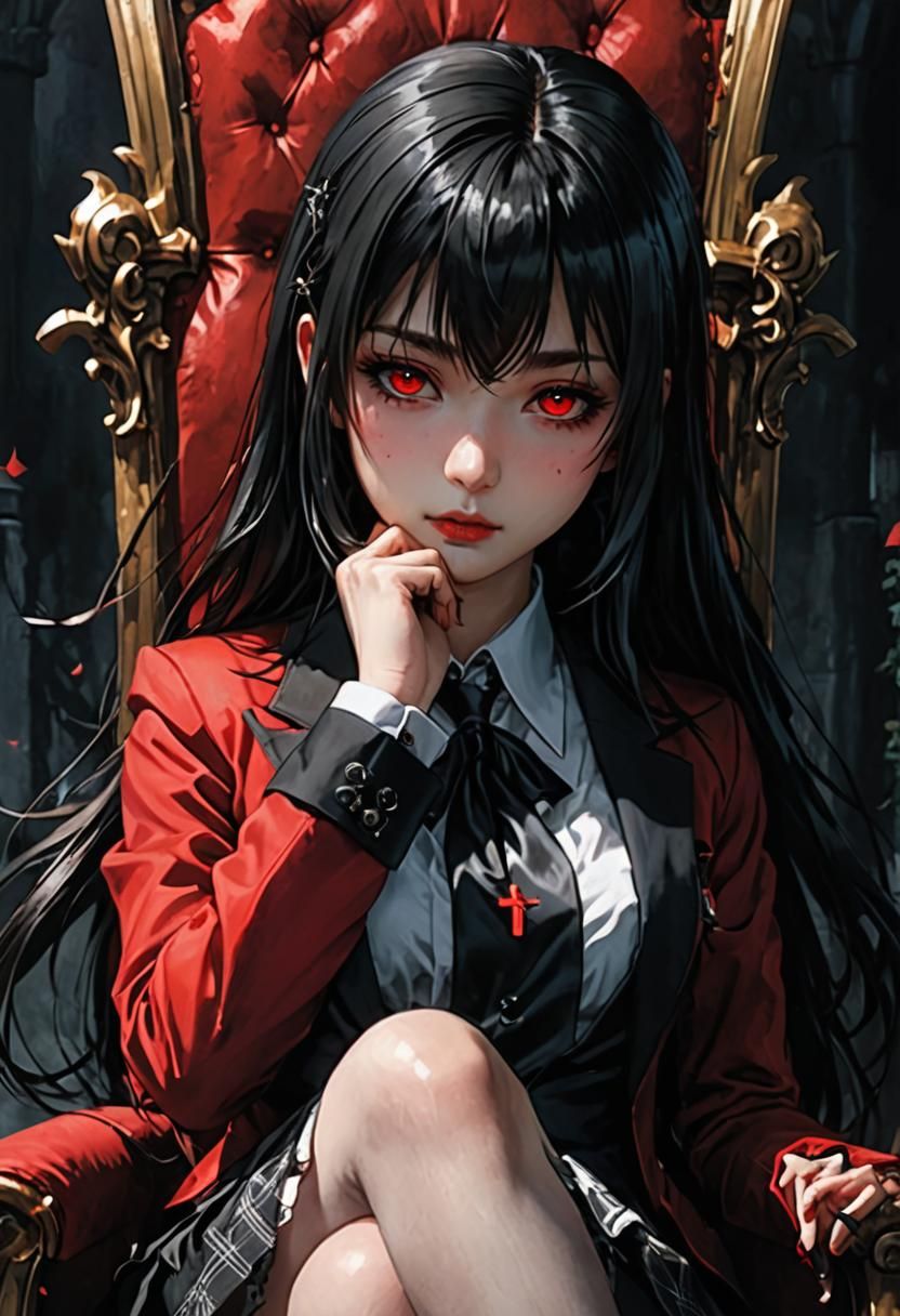 Gothic Art Portrait of a Young Woman with Red Eyes