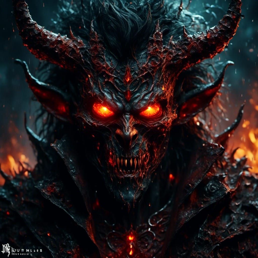 Ominous Demon Portrait with Burning Eyes