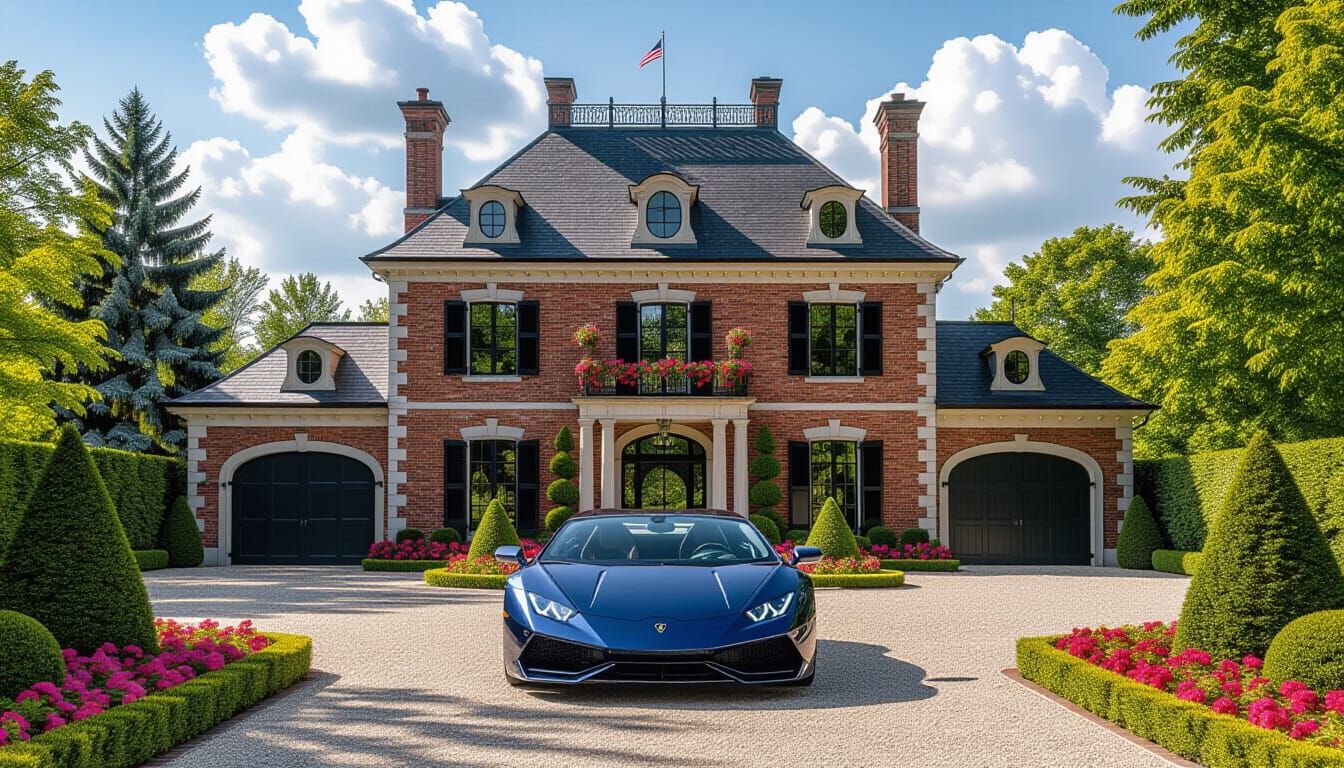 Victorian Chateau With Lamborghini in Monet Style