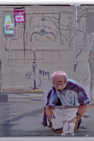 Old Man and Paper Towel Street Scene