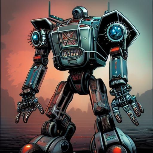 Steelpunk Mecha Comic Book Art