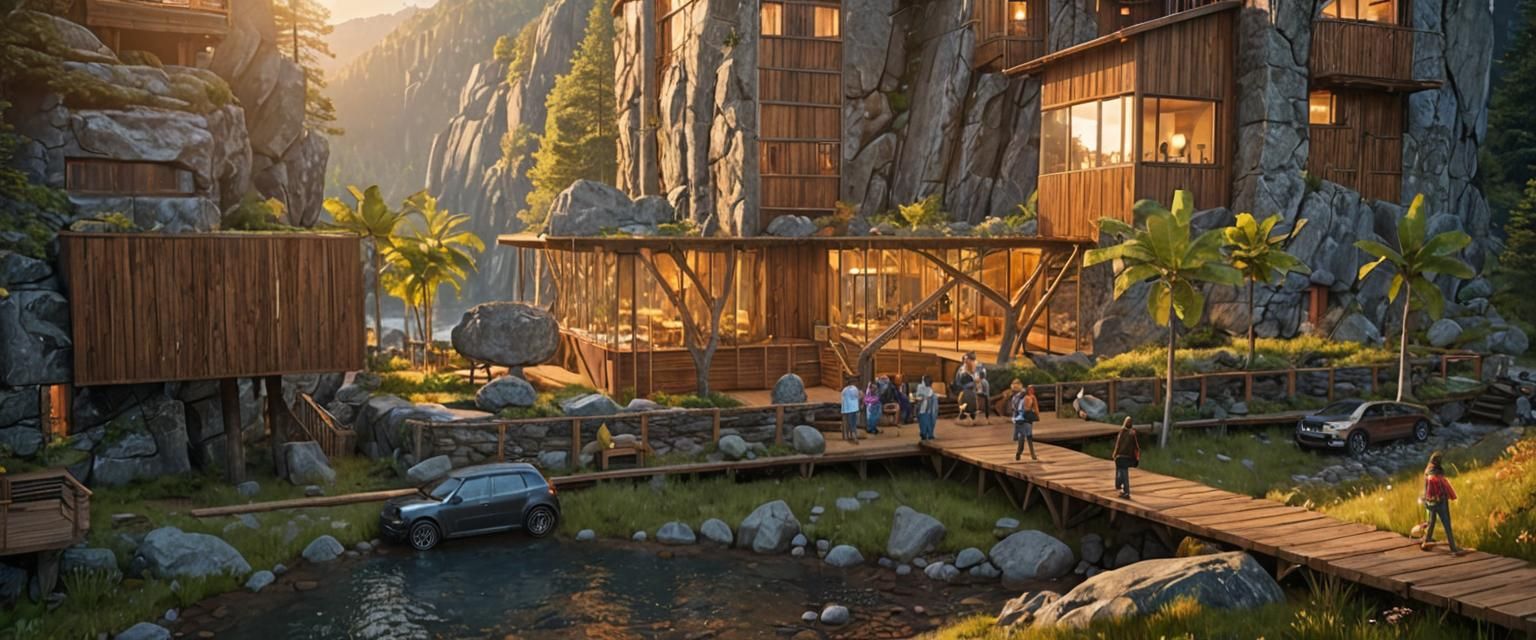 Cabin on Stilts at Sunset: Detailed Matte Painting