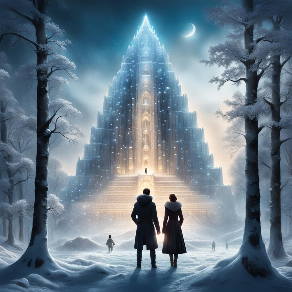 a massive backlit and illuminated crystal ziggurat the size ...