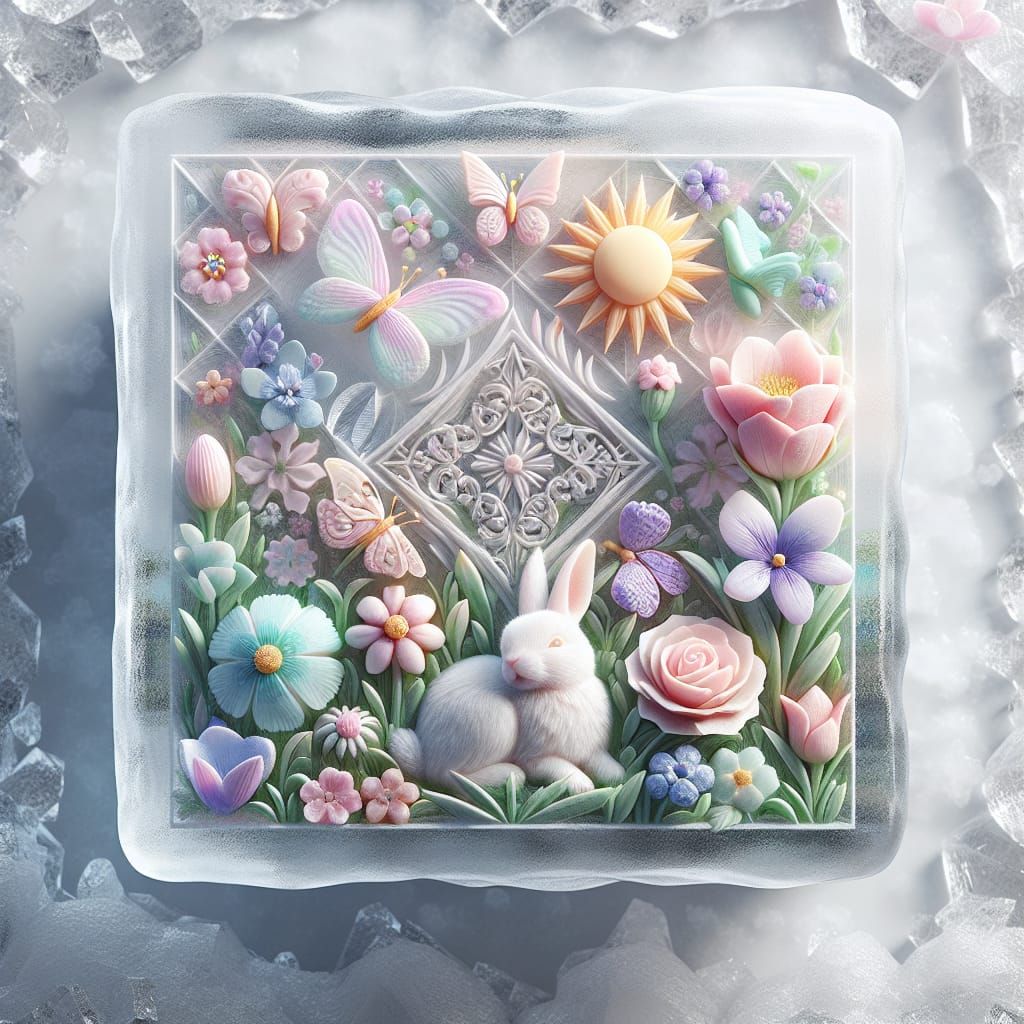 Spring Elegance within Icy Crystal