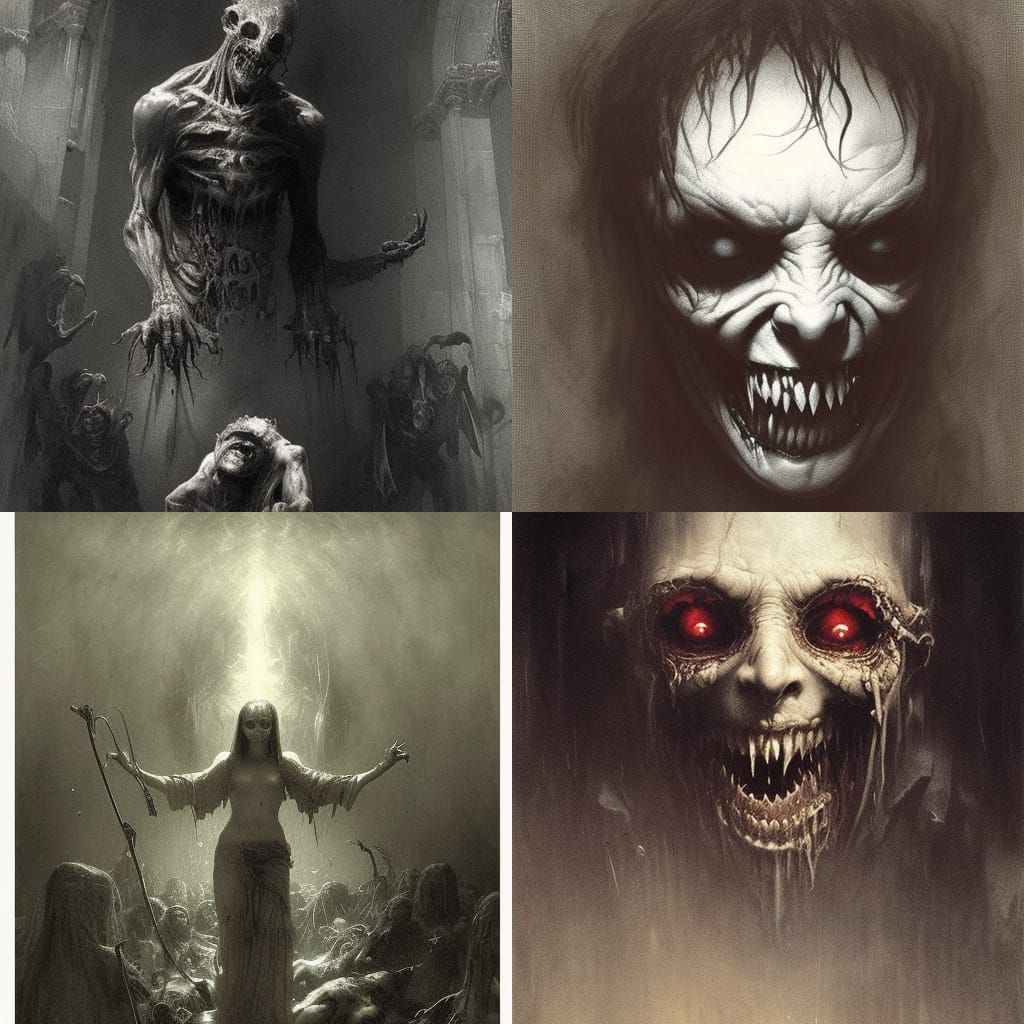 Disgusting Psychopathic Smile in Horror Art Style