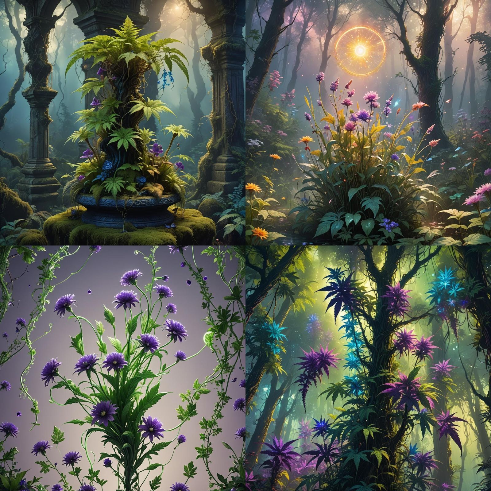 Fantastical Deep Color Weed Matte Painting