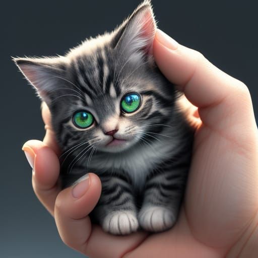 Tiny Kitten in Anime-Inspired Macro Art