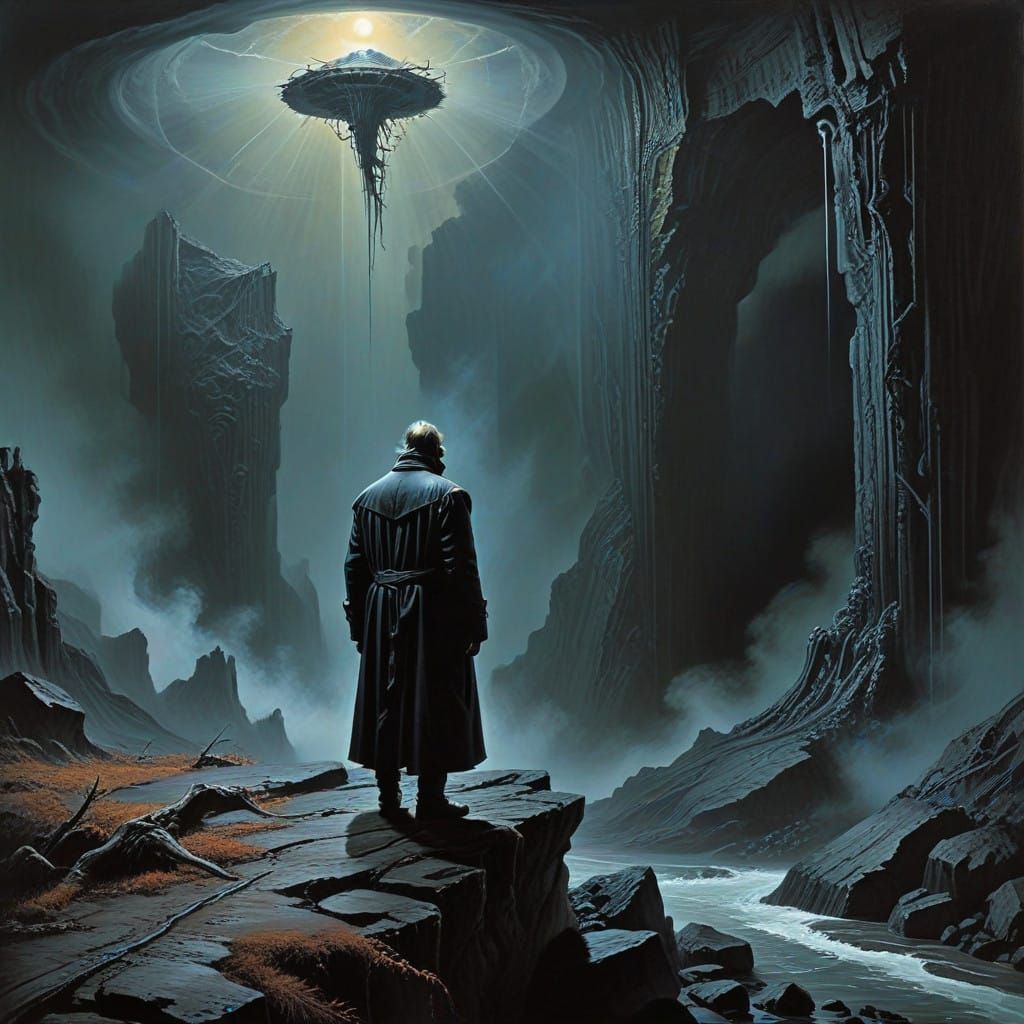 Ethereal Figure at Sunset