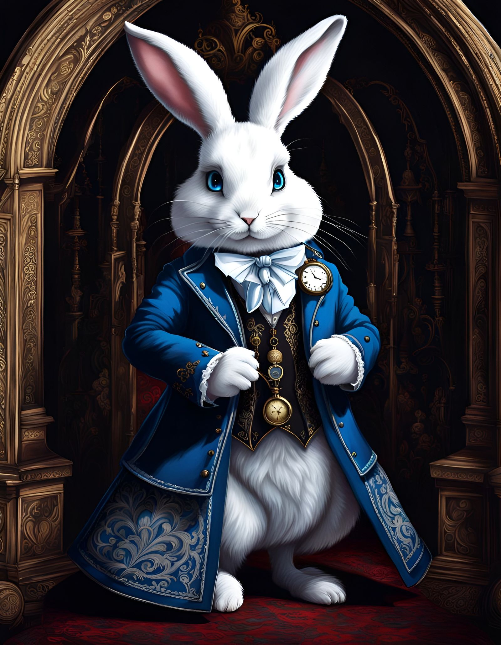 Alice in Wonderland's Gothic Style White Rabbit