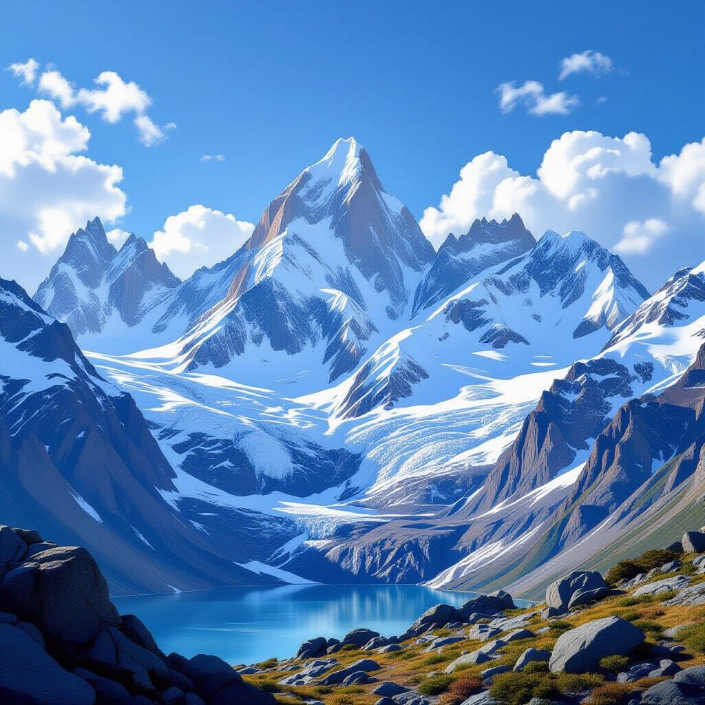 Patagonian Mountains: Majestic Glaciers in Alpine Light