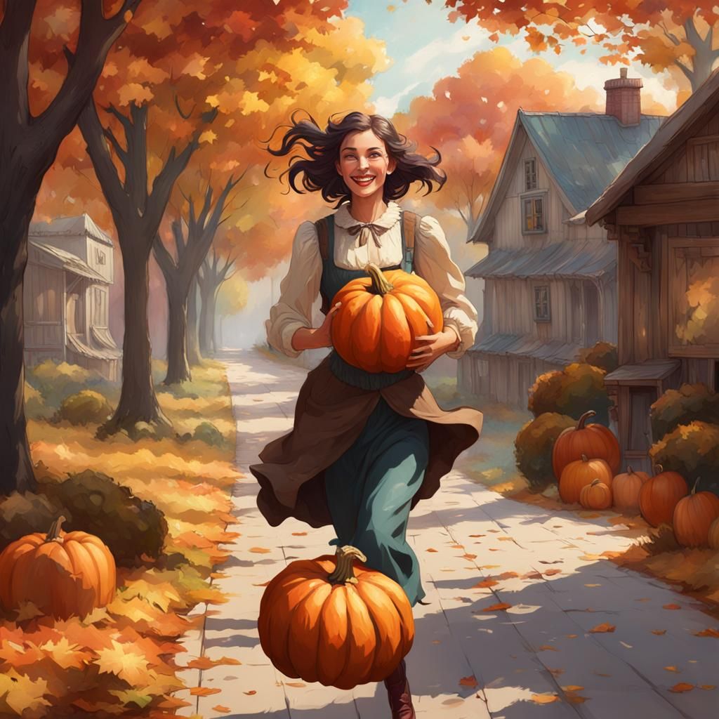 Vintage Autumn Girl Portrait in Hyperdetailed Style