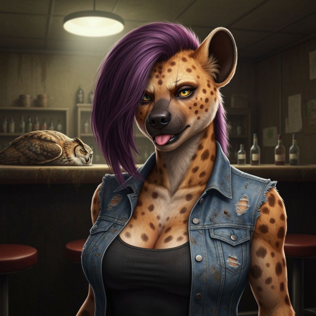 She-Hyena Portrait in Grungy Dive Bar