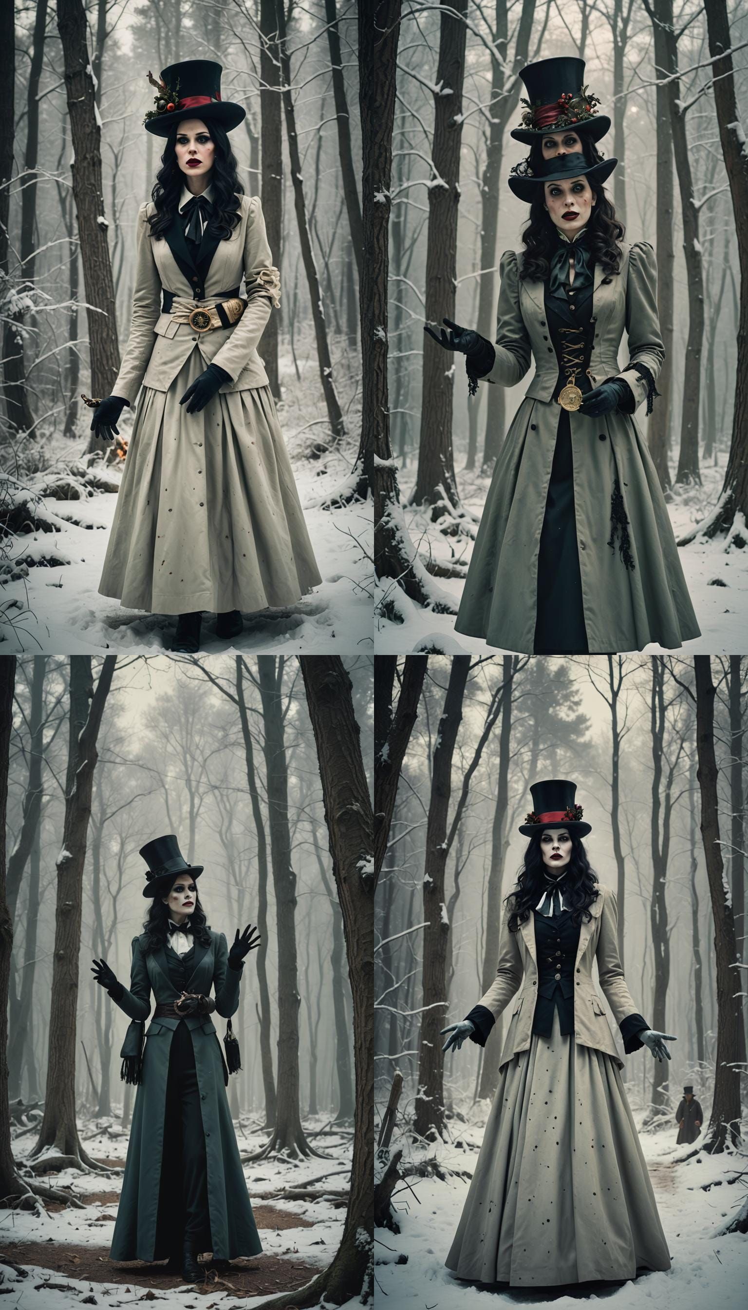 Zatanna as Victorian Zombie Caroler in Winter Forest