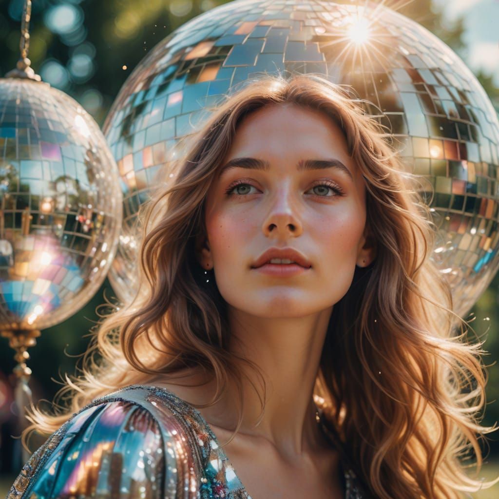 Dreamy Disco Ball Portrait of Giselle in Soft Focus