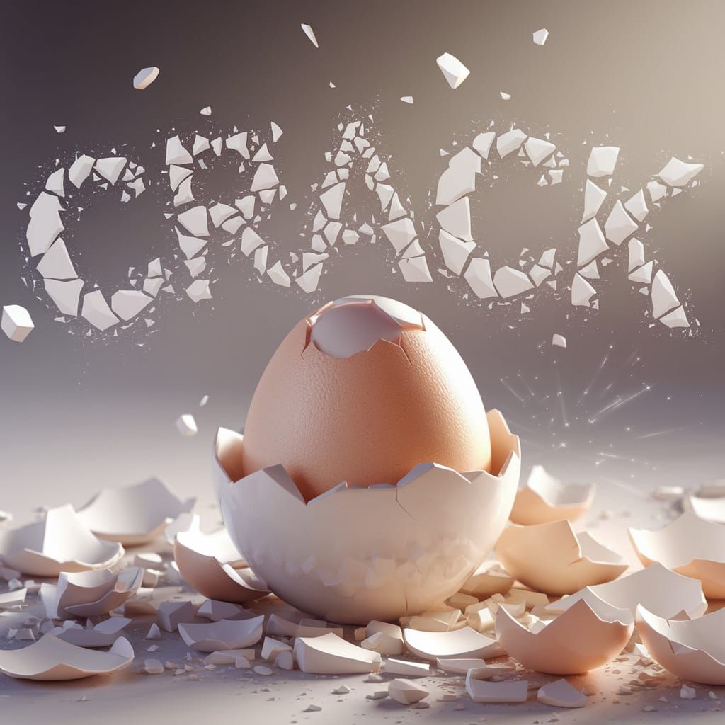Egg Cracking Against Bowl with 'Crack' Word