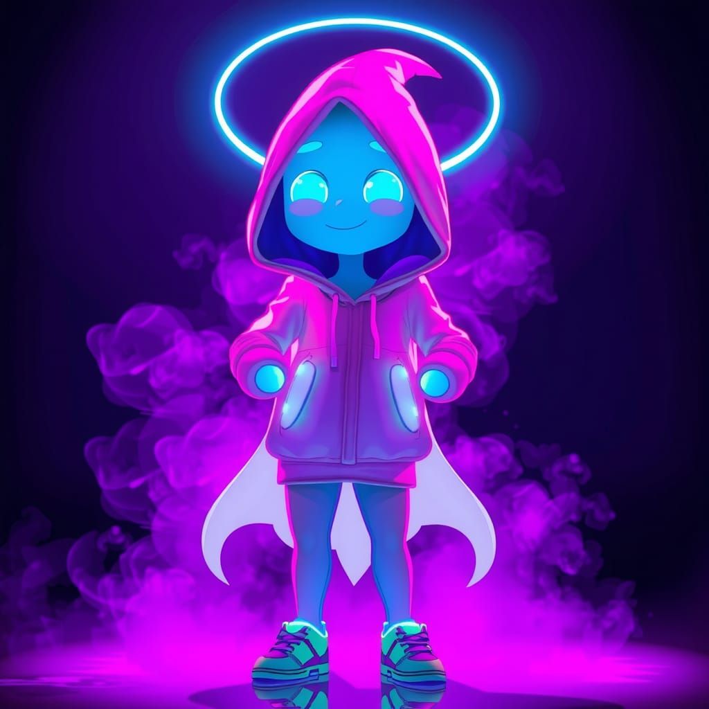 Ethereal Glow in Neon Futuristic Style