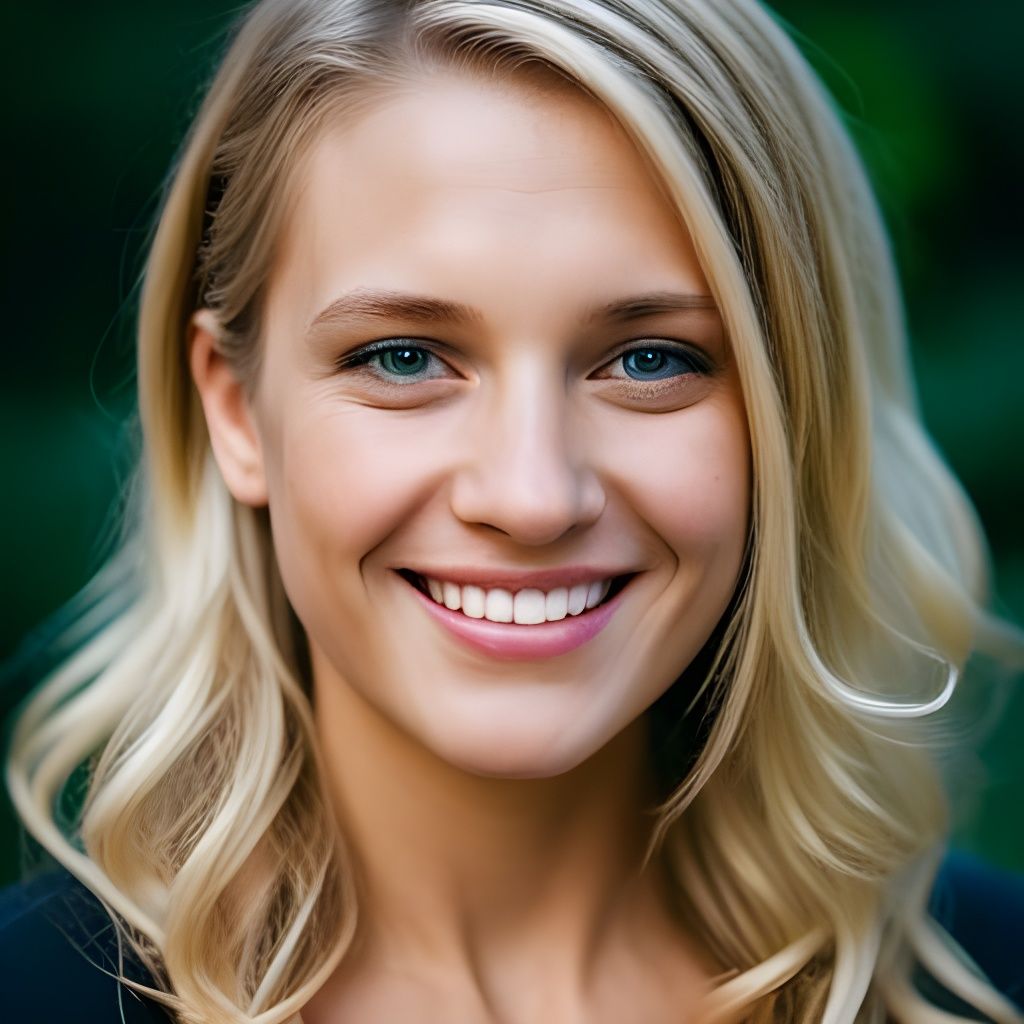 Smiling Blonde Woman Portrait in Studio Lighting