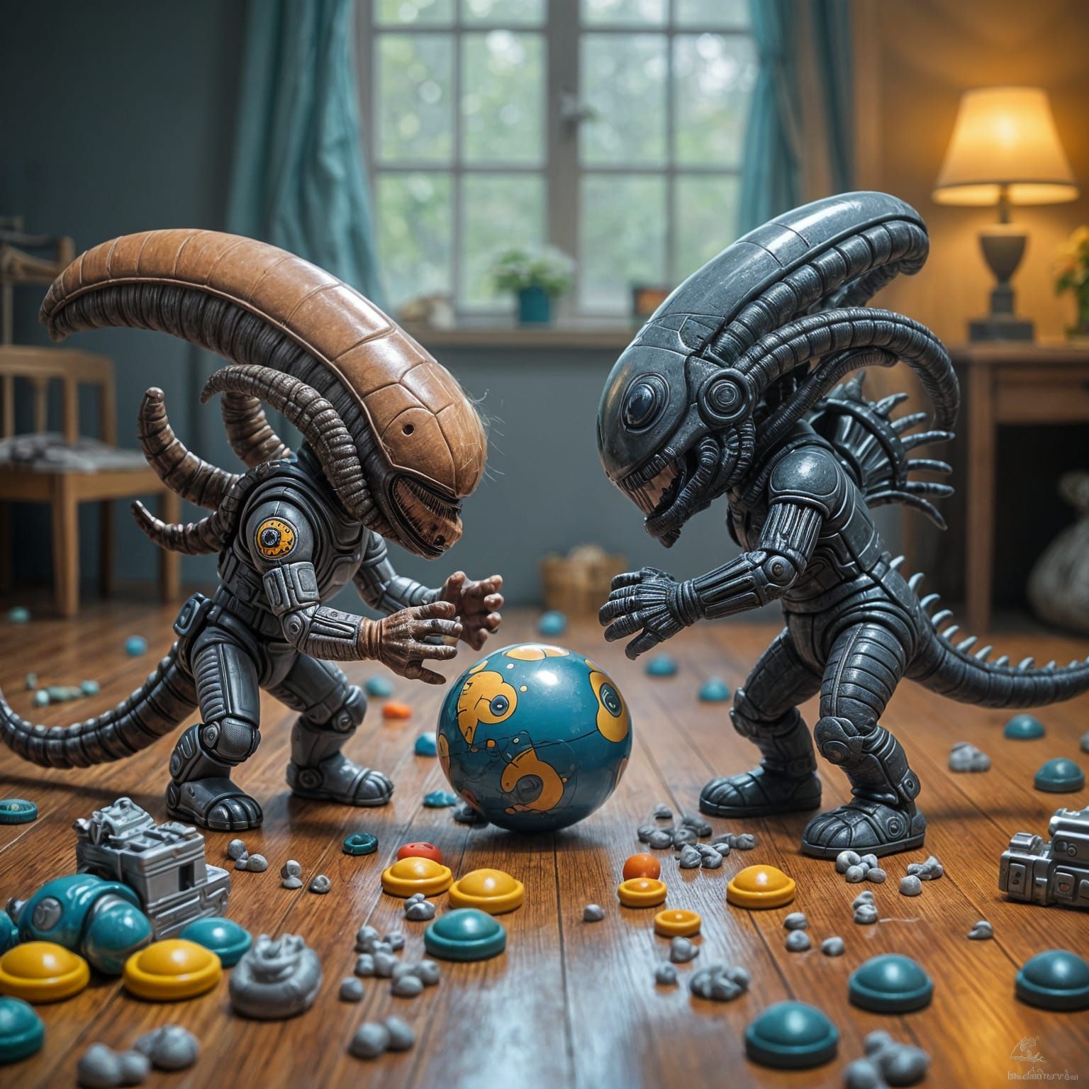 Alien and Predator Babies Building Spaceships