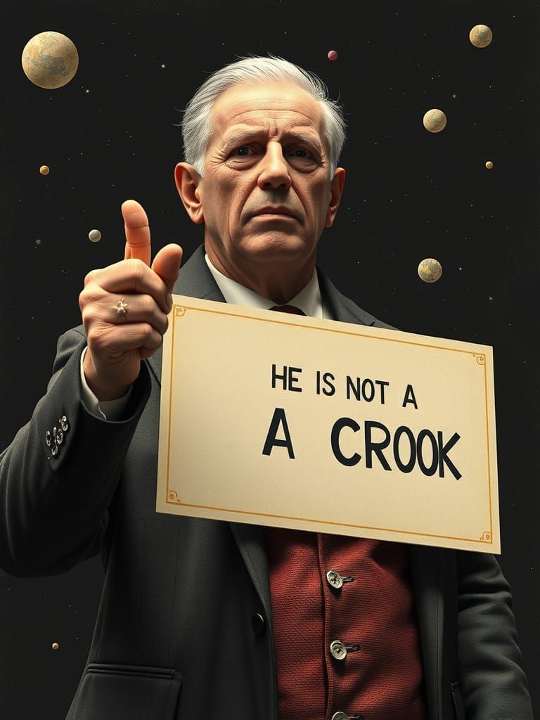 Politician's Outlandish Denial in Art Brut Style