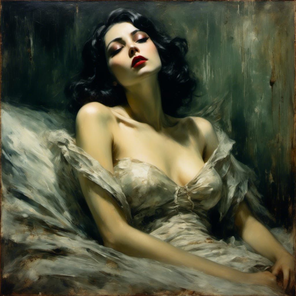 Gothic Portrait of a Woman in 1930s French Noir Style