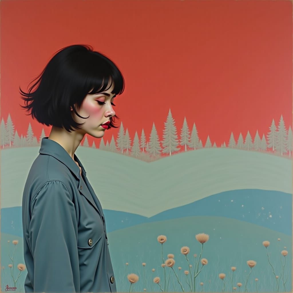 Serene Landscape Painting in Muted Tones