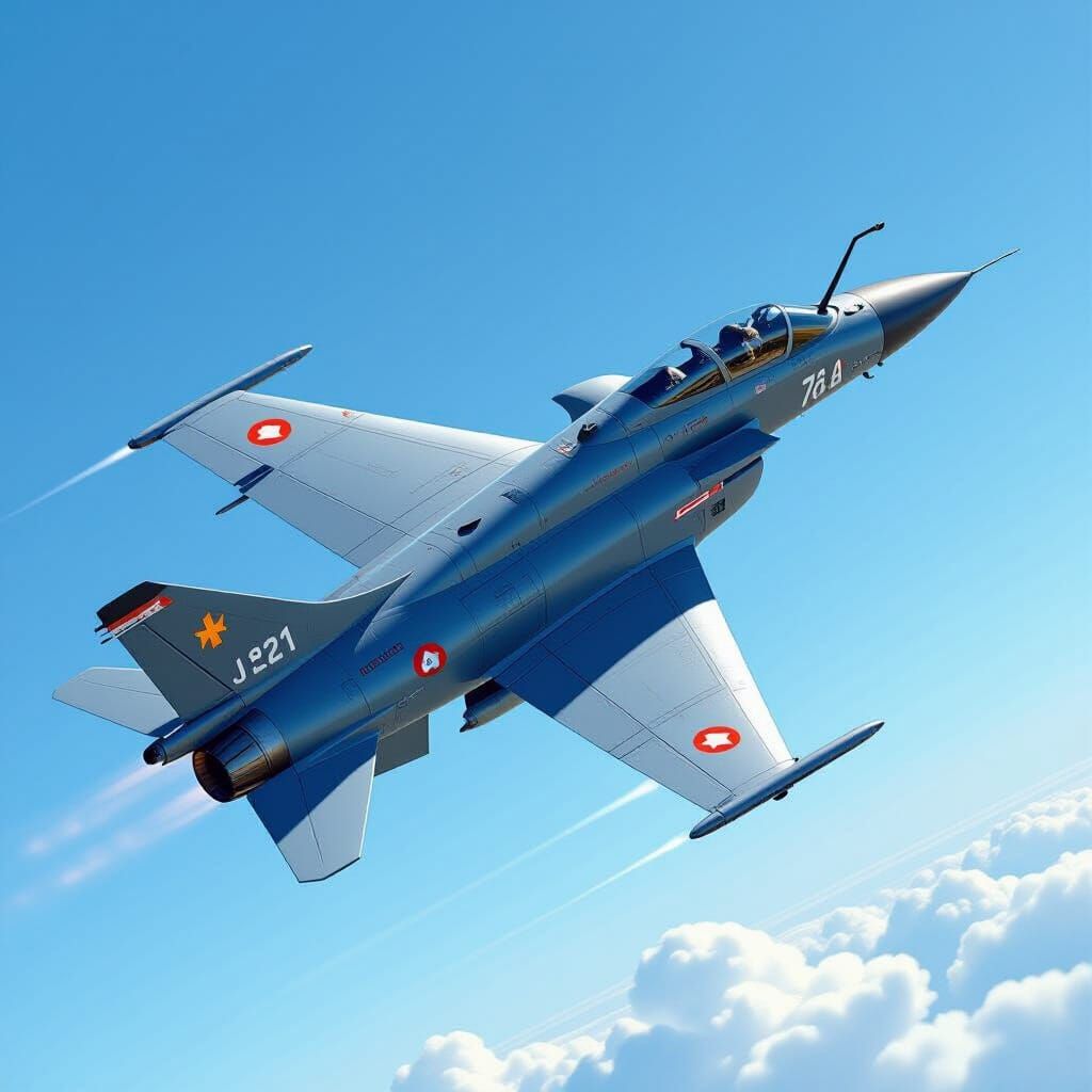 Swedish J21 Fighter Jet in Realistic Concept Art Style